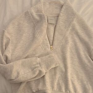 Varley Off-White V-Neck Sweater with Zip